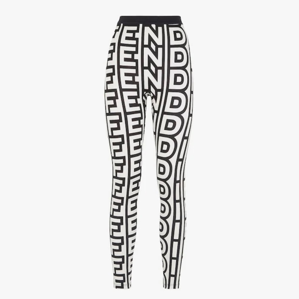 Fendi Black and White Logo Leggings